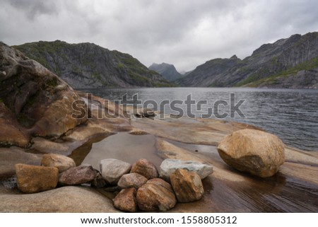 This is a picture from northern Norway showing the breathtaking nature on a stormy day on the Lofoten islands.