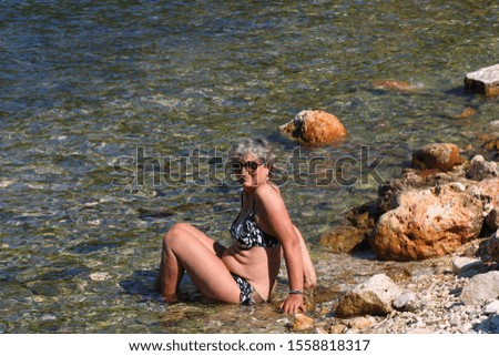Senior woman enjoy Kefalonia, Greece