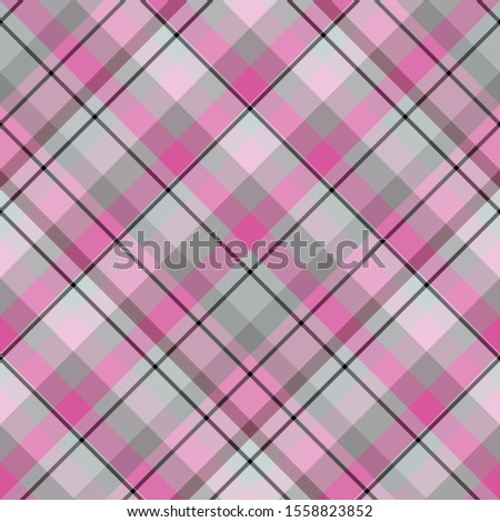Seamless pattern in great cozy pink, grey and black  colors for plaid, fabric, textile, clothes, tablecloth and other things. Vector image. 