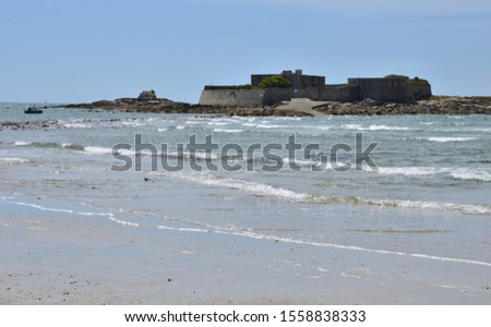Fort-Bloqué is an attraction of the city of Ploemeur located in South Brittany. Country rich in natural heritage and typical neighborhoods Royalty-Free Stock Photo #1558838333