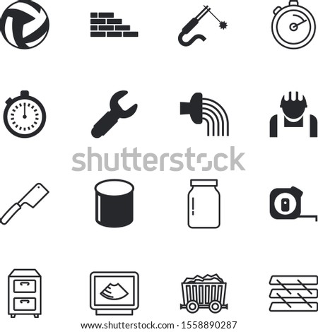 equipment vector icon set such as: cement, fork, clean, masonry, card, archive, toolkit, tools, spray, ultrasound, medicine, administrative, search, knife, stainless, sound, eat, icons, centimeter