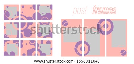 Editable modern minimal square banner templates. pink and violet background color with giometric line shape. Suitable for social media post . stories and web/internet ads with photo college.Vector
