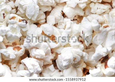 Popcorn as detailed close up photo with a selective focus.