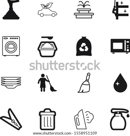 clean vector icon set such as: hygiene, bio, peg, dishes, clamp, steam, building, spoon, health, electrical, vehicle, rope, antibacterial, high, button, glass, empty, toilet, housemaid, string