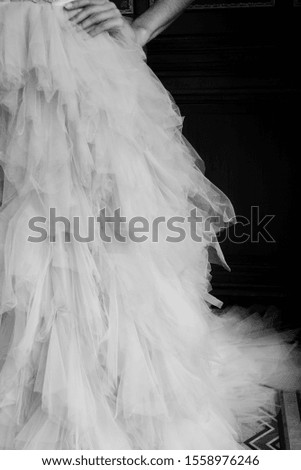 Black and white picture with elegant dress 