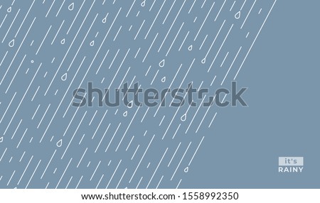 Rain vector pattern. It s rainy, season background in simple flat style with water line and liquid drops. Rainfall illustration. Copy space in the right sight. Raindrops front, starting Royalty-Free Stock Photo #1558992350