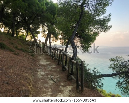 Coastal views from a cliff top trail in Greece