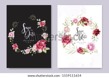 beautiful hand drawn maroon rose wedding invitation card set