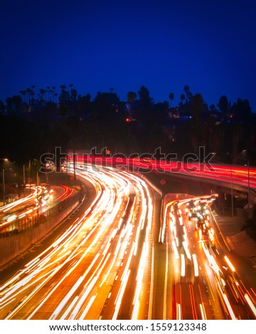 A long exposure of light trails in Hollywood, CA.