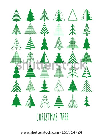 set of 42 Christmas trees