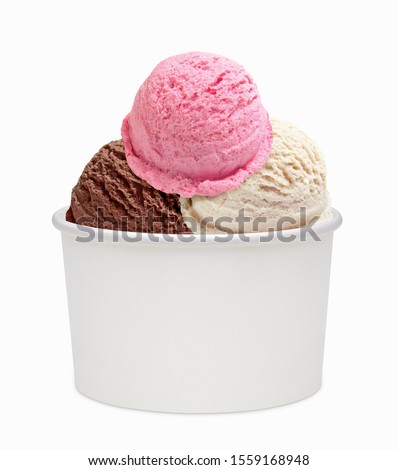 Download Strawberry Ice Cream Scoop In Paper Cup On White Background Stock Photos And Images Avopix Com