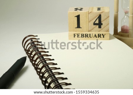 Notebook on 14 February Valentine day.