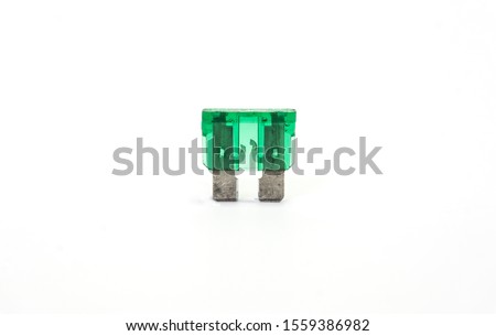 Automotive fuse size 30 amp with open circuit used to protect the wiring and electrical equipment for vehicles isolated on white background.Blown fuse
 Royalty-Free Stock Photo #1559386982