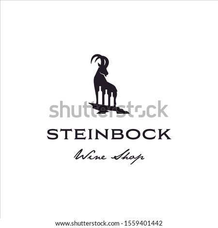 Mountain goat with bottle silhouette Royalty-Free Stock Photo #1559401442