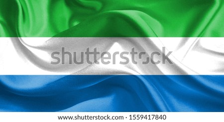 Sierra Leone Flag. Waving Rippled Flags. 3D Realistic Background Illustration in Silk Fabric Texture