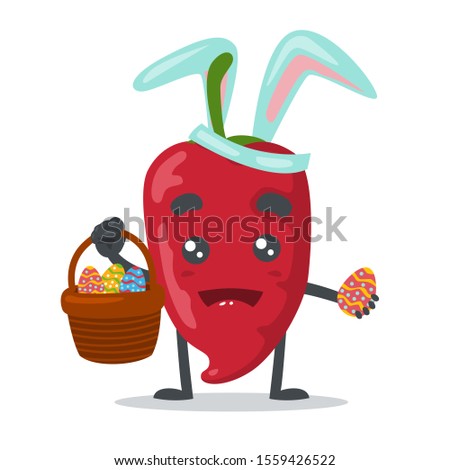 vector illustration of cute chilli mascot or character use easter costume in white background