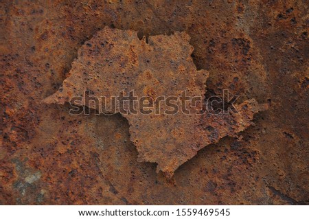 Detailed and colorful image of map of Sao Paulo on rusty metal