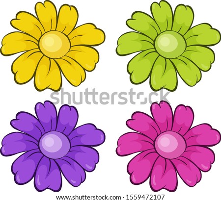 Isolated set of flowers illustration