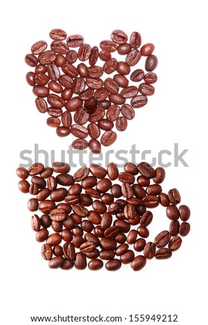 Seed coffee arranged shape with concept and idea