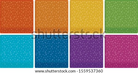Different color backgrounds with confetti illustration