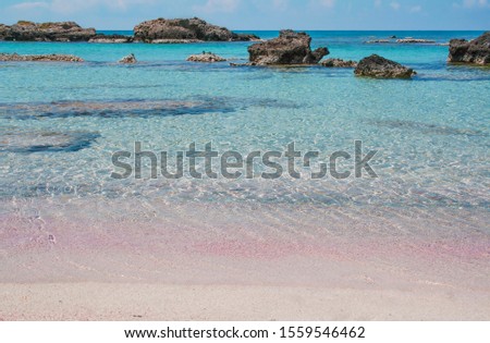 Part of the Elafonisi beach with turquoise water and pink sand