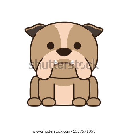 cute little dog bulldog fill style icon vector illustration design