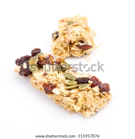 Cereal bar on white background