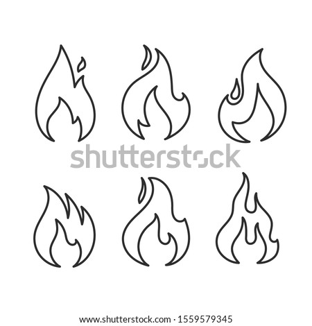 Fire icons vector set isolated on white