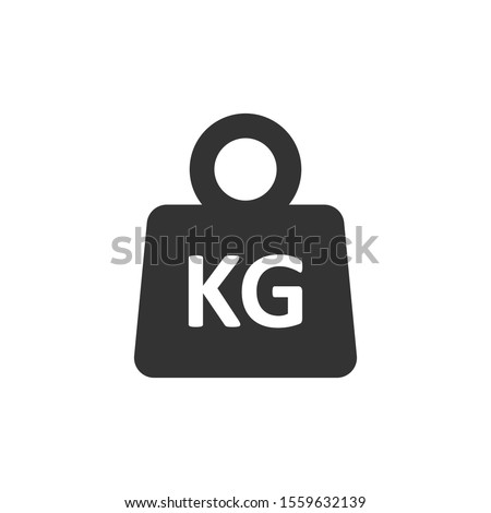 Scale icon in flat style. Kilogram dumbbell vector illustration on white isolated background. Gym business concept. Royalty-Free Stock Photo #1559632139