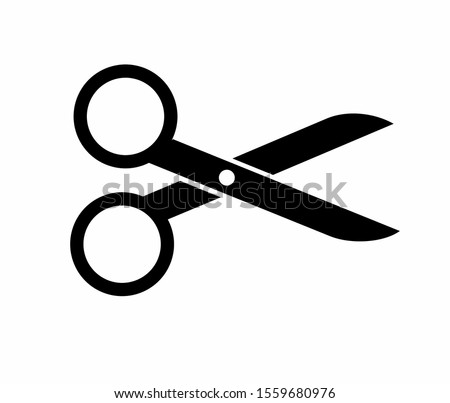 Flat design of scissors vector in black and white perfect for apps, website, logo or sign 