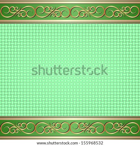 green background with golden ornaments