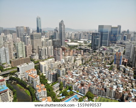 The bird flight view on the downtown and Zhongshan Interchange, Guangzhou, China