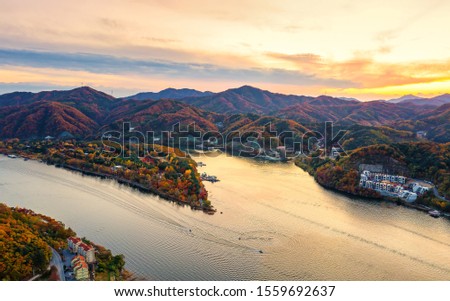 Aerial view autumn of Nami island,Seoul, South Korea