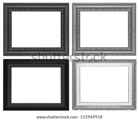 Old antique wooden frame isolated on white background.