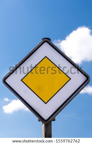Priority Road sign, on a street in Germany