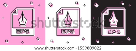 Set EPS file document. Download eps button icon isolated on pink and white, black background. EPS file symbol.  Vector Illustration