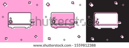 Set Toaster icon isolated on pink and white, black background.  Vector Illustration