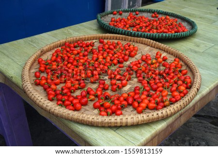 Nepal Fresh Red Chilli In basket - Vegetable ingredient Food scene - image from ABC Trekking Nepal