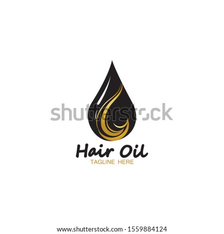 hair oil essential logo with drop oil and hair logo symbol-vector