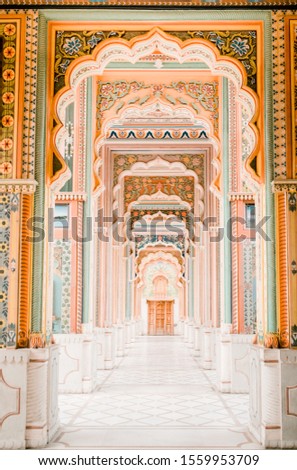 The Patrika Gate is situated in Jaipur, Rajasthan. Royalty-Free Stock Photo #1559953709