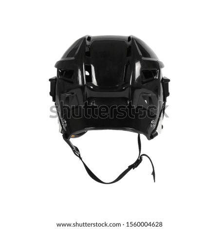 Black plastic hockey helmet isolated on white