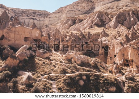 Zelve open air museum, Cappadocia, Turkey Royalty-Free Stock Photo #1560019814
