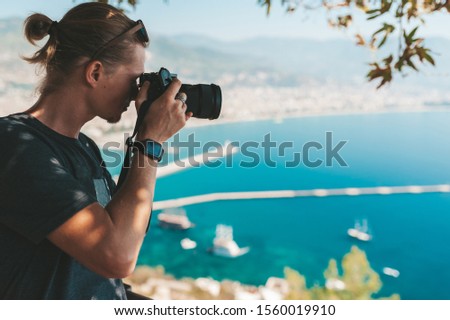 Phototgrapher making pictures of amazing landscape in Turkey