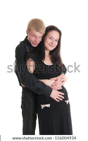 Portrait of a young couple, isolated on white
