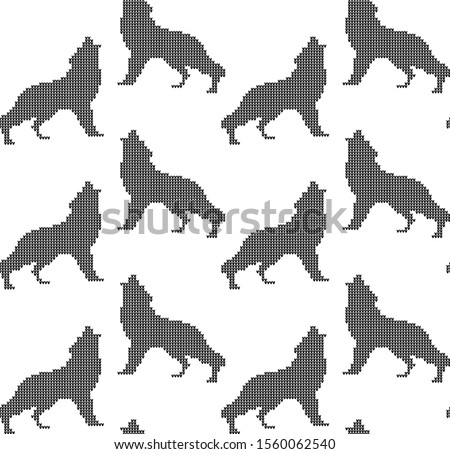 Vector winter knitted pattern in wolves