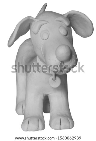 Happy cartoon puppy, cute little dog. Dog friend, handmade with plasticine. Isolated on white background – Image
