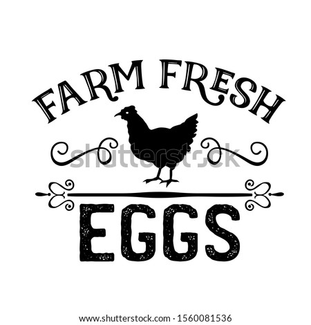 Farm Fresh Eggs vector file. Chicken, kitchen clip art. Farmhouse wall decor. Isolated on transparent background.