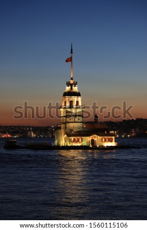 istanbul maiden's tower sunset photo