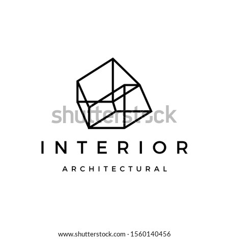 Interior architectural fourth dimension logo vector icon illustration