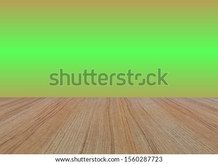 Brown wooden floor with red gradient green background
